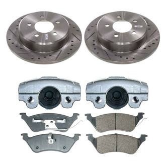 Callahan Brake Parts® - Drilled and Slotted Rear Brake Kit with Calipers