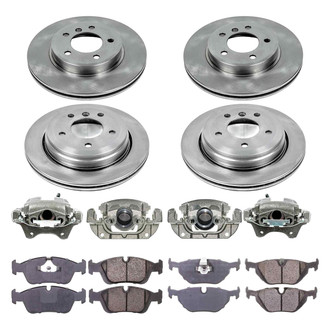 Callahan Brake Parts® - Plain Front and Rear Brake Kit with Calipers