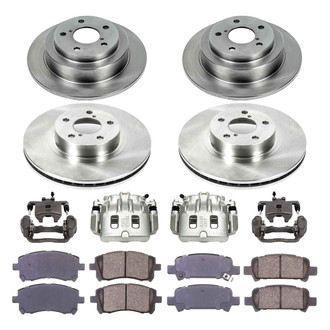 Callahan Brake Parts® - Plain Front and Rear Brake Kit with Calipers