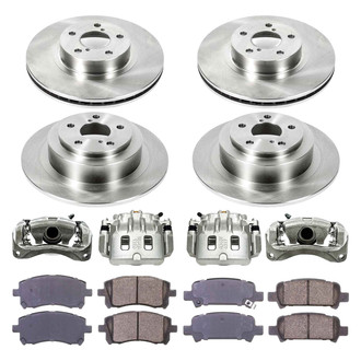 Callahan Brake Parts® - Plain Front and Rear Brake Kit with Calipers