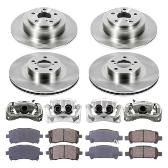 Callahan Brake Parts® - Plain Front and Rear Brake Kit with Calipers