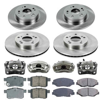 Callahan Brake Parts® - Plain Front and Rear Brake Kit with Calipers