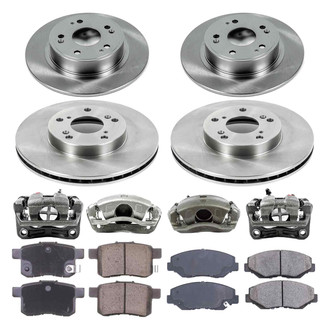 Callahan Brake Parts® - Plain Front and Rear Brake Kit with Calipers