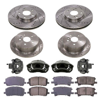 Callahan Brake Parts® - Drilled and Slotted Front and Rear Brake Kit with Calipers