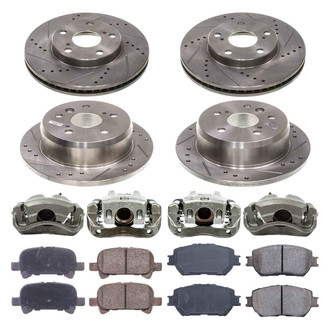 Callahan Brake Parts® - Drilled and Slotted Front and Rear Brake Kit with Calipers