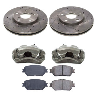 Callahan Brake Parts® - Drilled and Slotted Front Brake Kit with Calipers