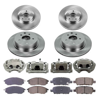 Callahan Brake Parts® - Plain Front and Rear Brake Kit with Calipers