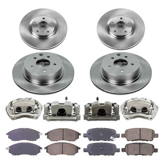 Callahan Brake Parts® - Plain Front and Rear Brake Kit with Calipers