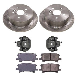 Callahan Brake Parts® - Drilled and Slotted Rear Brake Kit with Calipers