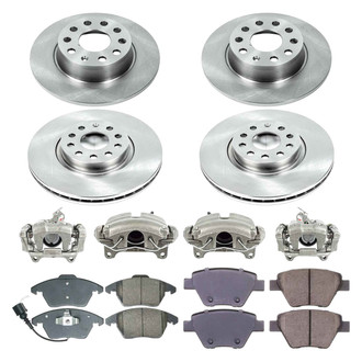 Callahan Brake Parts® - Plain Front and Rear Brake Kit with Calipers
