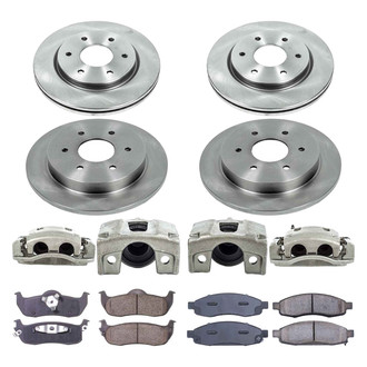 Callahan Brake Parts® - Plain Front and Rear Brake Kit with Calipers