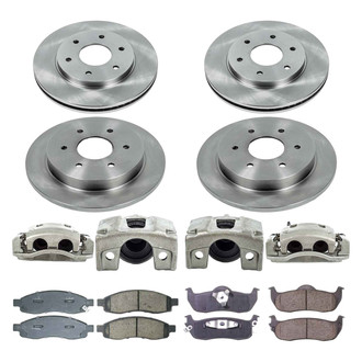 Callahan Brake Parts® - Plain Front and Rear Brake Kit with Calipers