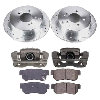 Callahan Brake Parts® - Drilled and Slotted Rear Brake Kit with Calipers