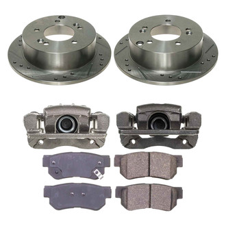 Callahan Brake Parts® - Drilled and Slotted Rear Brake Kit with Calipers