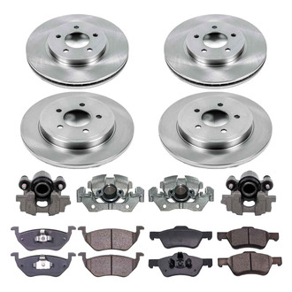 Callahan Brake Parts® - Plain Front and Rear Brake Kit with Calipers