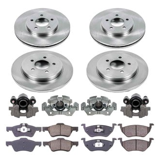 Callahan Brake Parts® - Plain Front and Rear Brake Kit with Calipers