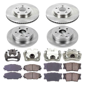 Callahan Brake Parts® - Plain Front and Rear Brake Kit with Calipers