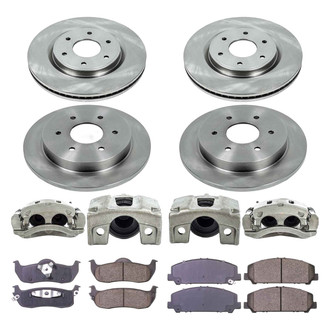 Callahan Brake Parts® - Plain Front and Rear Brake Kit with Calipers