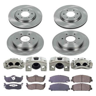 Callahan Brake Parts® - Plain Front and Rear Brake Kit with Calipers