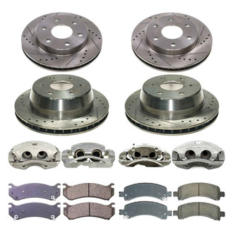 Callahan Brake Parts® - Drilled and Slotted Front and Rear Brake Kit with Calipers