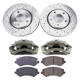 Callahan Brake Parts® - Drilled and Slotted Front Brake Kit with Calipers