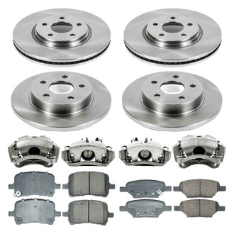 Callahan Brake Parts® - Plain Front and Rear Brake Kit with Calipers