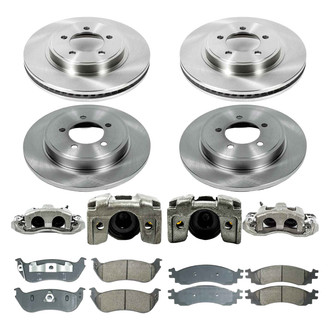 Callahan Brake Parts® - Plain Front and Rear Brake Kit with Calipers