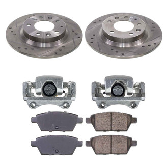 Callahan Brake Parts® - Drilled and Slotted Rear Brake Kit with Calipers