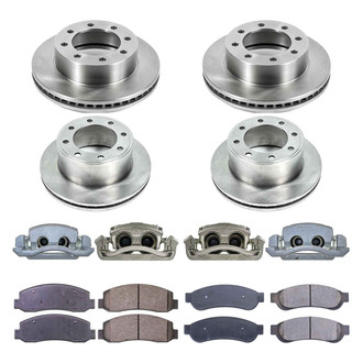 Callahan Brake Parts® - Plain Front and Rear Brake Kit with Calipers