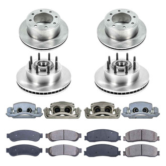 Callahan Brake Parts® - Plain Front and Rear Brake Kit with Calipers