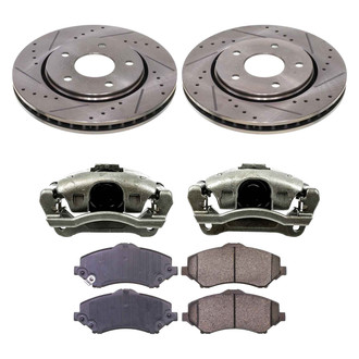 Callahan Brake Parts® - Drilled and Slotted Front Brake Kit with Calipers