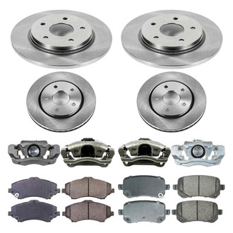 Callahan Brake Parts® - Plain Front and Rear Brake Kit with Calipers