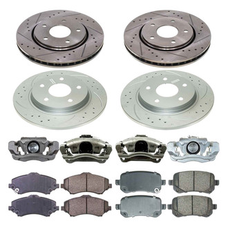 Callahan Brake Parts® - Drilled and Slotted Front and Rear Brake Kit with Calipers