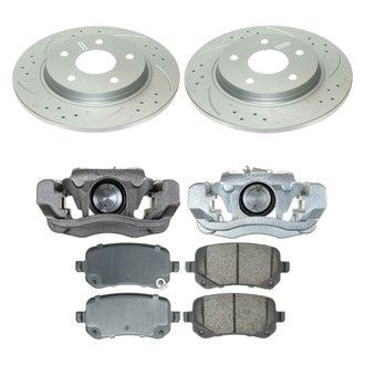 Callahan Brake Parts® - Drilled and Slotted Rear Brake Kit with Calipers