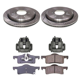 Callahan Brake Parts® - Drilled and Slotted Rear Brake Kit with Calipers