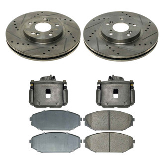 Callahan Brake Parts® - Drilled and Slotted Front Brake Kit with Calipers