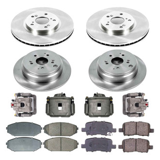 Callahan Brake Parts® - Plain Front and Rear Brake Kit with Calipers