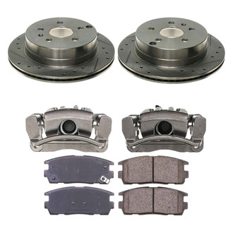 Callahan Brake Parts® - Drilled and Slotted Rear Brake Kit with Calipers