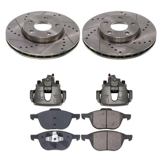 Callahan Brake Parts® - Drilled & Slotted Brake Kit with Calipers
