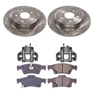 Callahan Brake Parts® - Drilled and Slotted Rear Brake Kit with Calipers