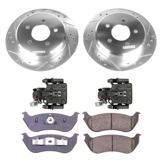 Callahan Brake Parts® - Drilled and Slotted Rear Brake Kit with Calipers