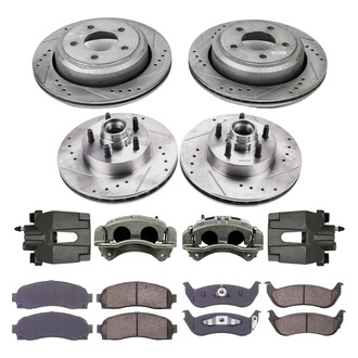 Callahan Brake Parts® - Drilled and Slotted Front and Rear Brake Kit with Calipers