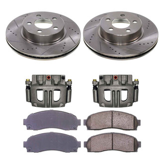 Callahan Brake Parts® - Drilled and Slotted Front Brake Kit with Calipers