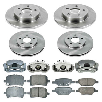 Callahan Brake Parts® - Plain Front and Rear Brake Kit with Calipers