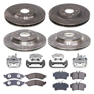 Callahan Brake Parts® - Drilled and Slotted Front and Rear Brake Kit with Calipers