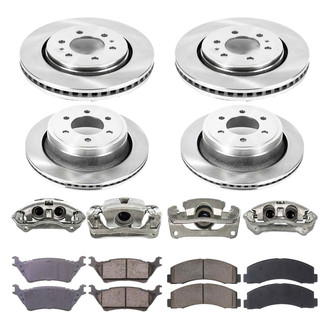 Callahan Brake Parts® - Plain Front and Rear Brake Kit with Calipers