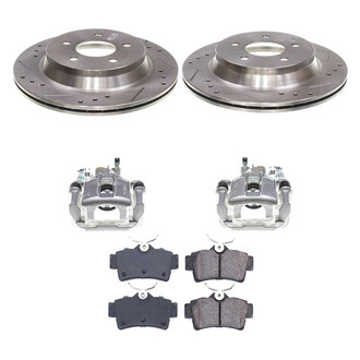 Callahan Brake Parts® - Drilled and Slotted Rear Brake Kit with Calipers