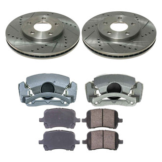 Callahan Brake Parts® - Drilled and Slotted Front Brake Kit with Calipers