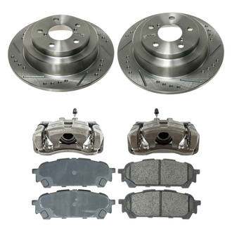 Callahan Brake Parts® - Drilled and Slotted Rear Brake Kit with Calipers