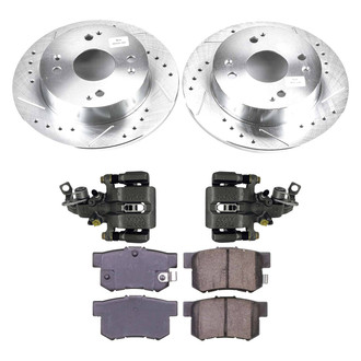Callahan Brake Parts® - Drilled and Slotted Rear Brake Kit with Calipers
